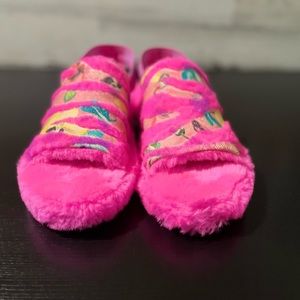 Ugg Women’s Fluff Yeah Tiger Flower Slingback Sandal Slippers Pink- Size:8